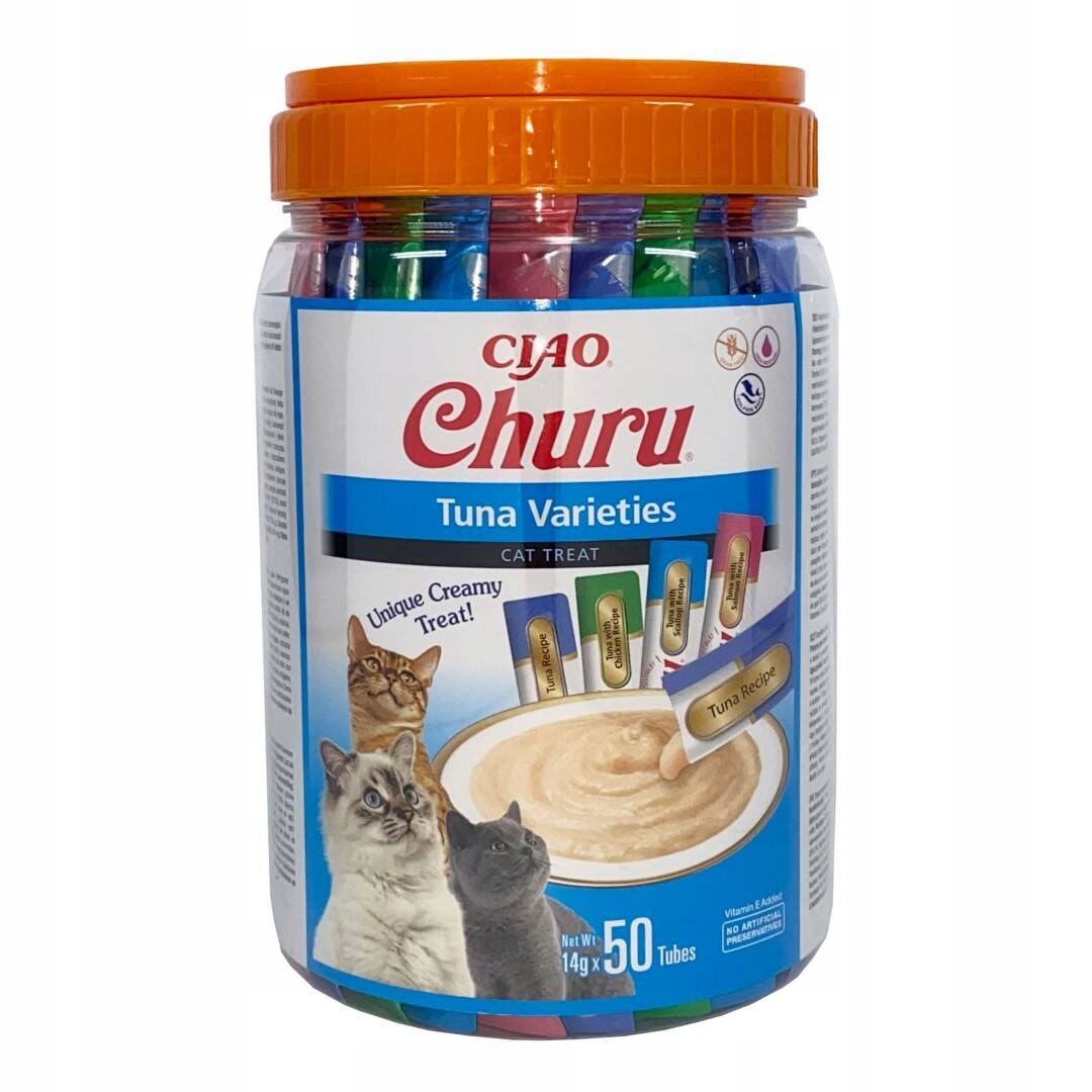 Levně Inaba Cat Churu 50x14 g (700 g) Krémová Pamlsek Pro Kočky Mix s tuňákem