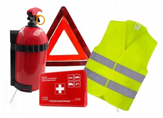 

Apteczka samochodowa gaśnica trójkąt kamizelka
