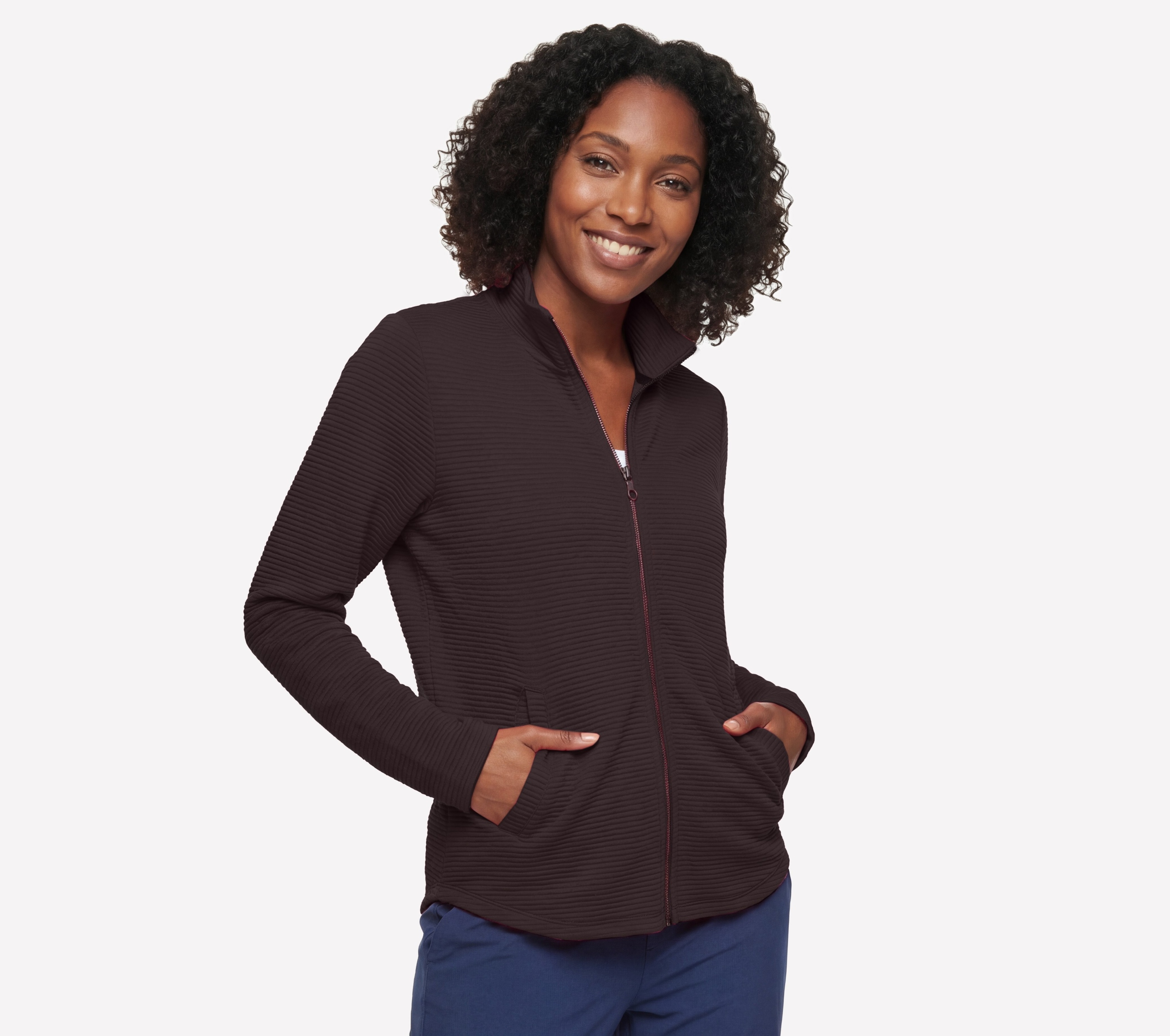 Mikina Skechers The Hoodless Hoodie Go Walk Shine Jacket hnědá Ja