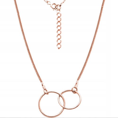 Stříbrný náhrdelník se dvěma kruhy stříbro 925 rosegold