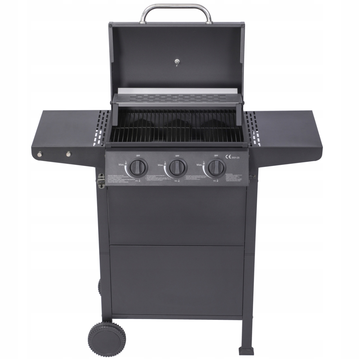 GRILL GAZOWY OGRODOWY LANDGRAF RUSZT MIEJSCE NA BUTLĘ TERMOMETR PÓŁKI Głębokość grilla 50 cm