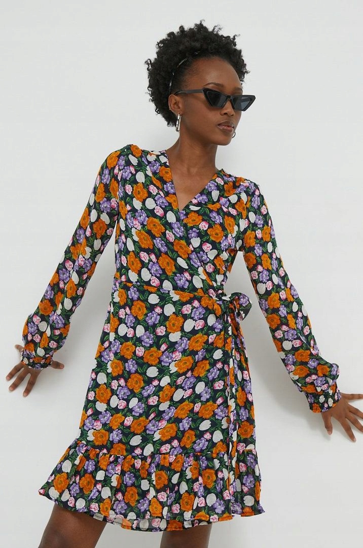 Only Květinová Šaty S Volánem A Dlouhým Rukávem M 6FA