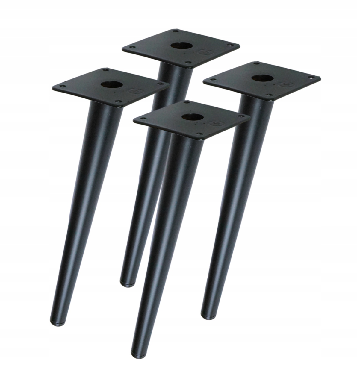 Kovová noha 35 cm, nábytkový kužeľ, šikmá noha na nábytok, čierna s plechom