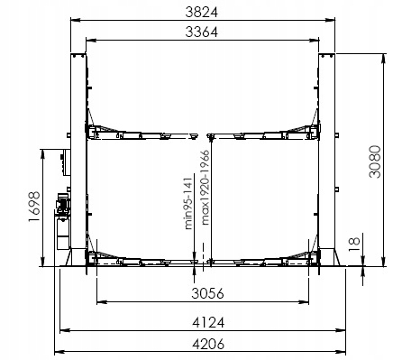 Podnośnik Dwukolumnowy Automat do Busów BUS 5T Redats L-280 Moc silnika 3 kW