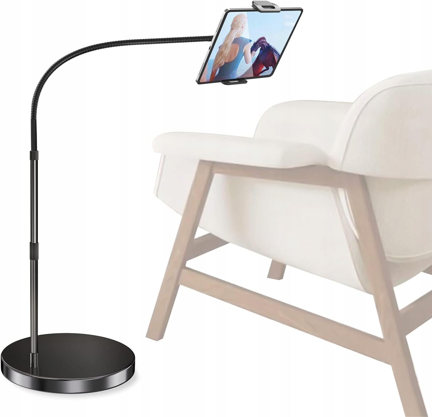 Hliníkový podlahový stojan pro iPad – nastavení 69-157 cm, silný krk