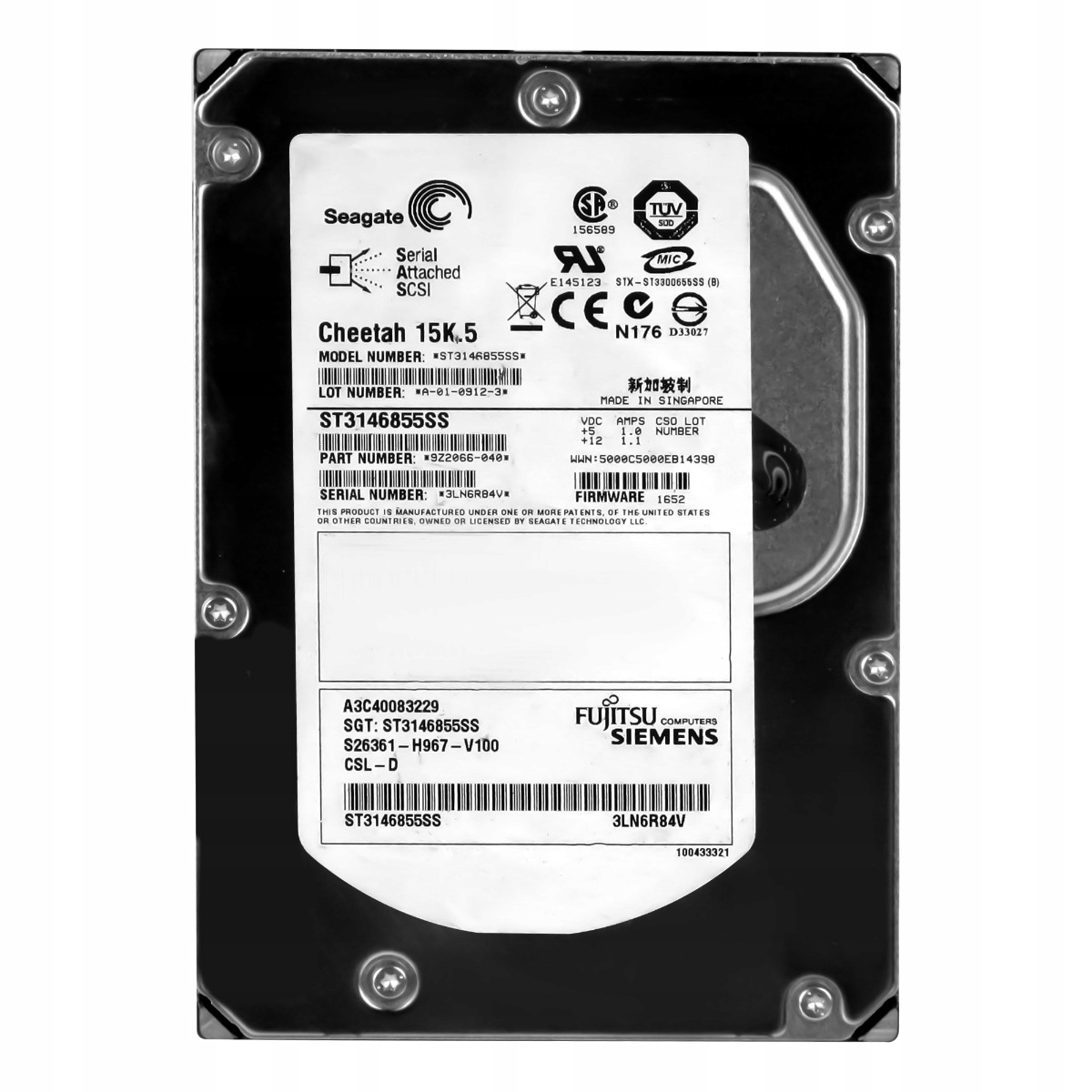 Fujitsu A3C40083229 146GB 15K 16MB Sas 3.5'' ST3146855SS