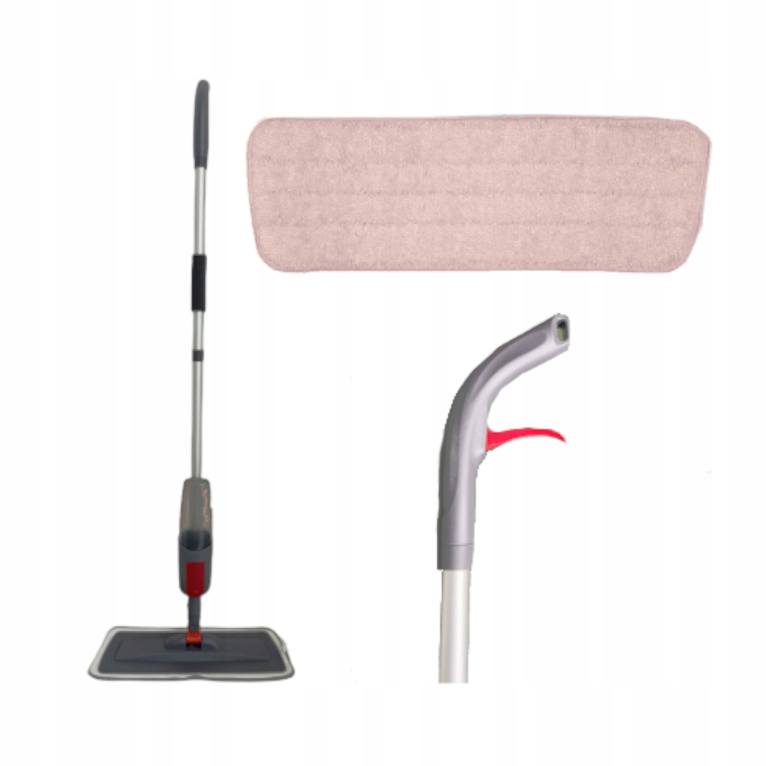 Plochý Mop S Rozprašovačem Nádržka 350 ML Mikrovlákno Dlouhá 118 CM