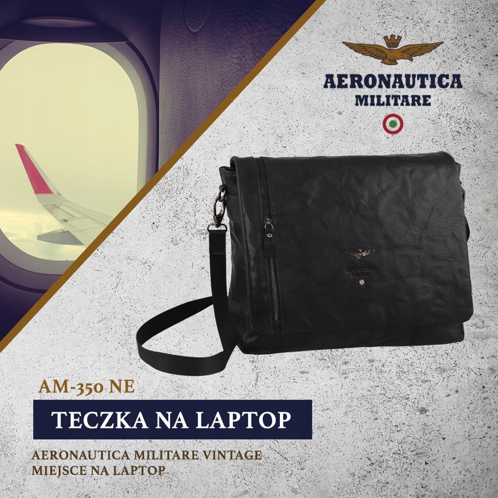 Teczka Torba Plecak 3 W 1 Skóra Aeronautica Militare Vintage AM-350 Ne