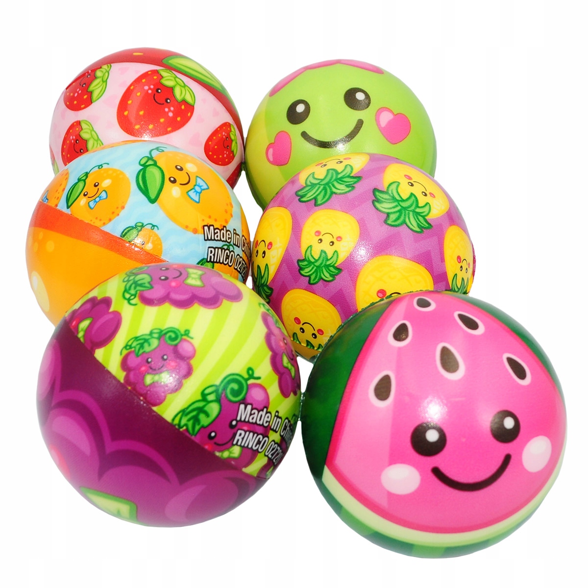 

6x Piłka piankowa antystresowa Owoce duża 7 cm