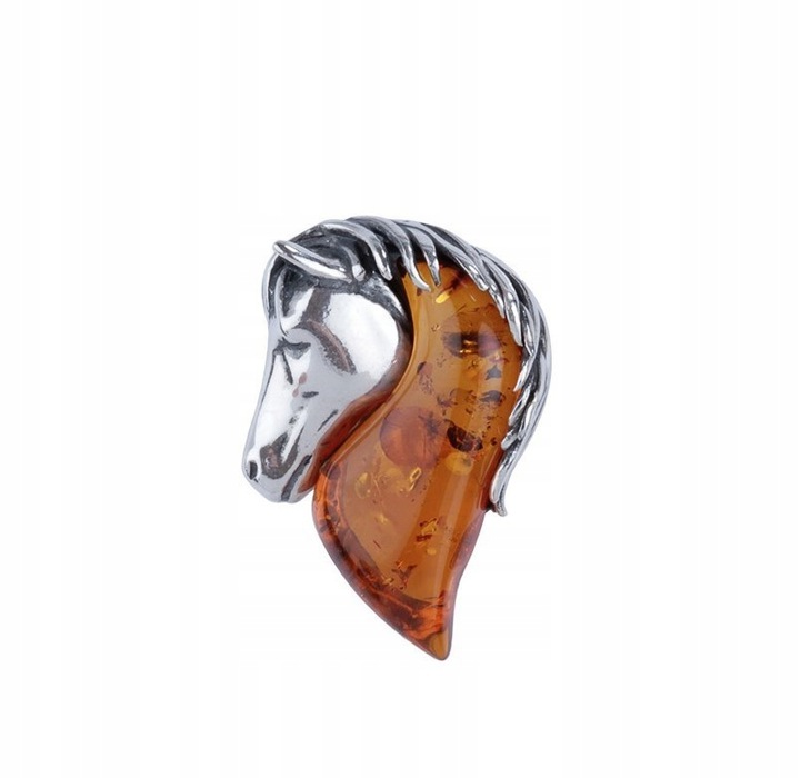 Kůň Stříbrná Brož S Jantarem, Hlava Koně