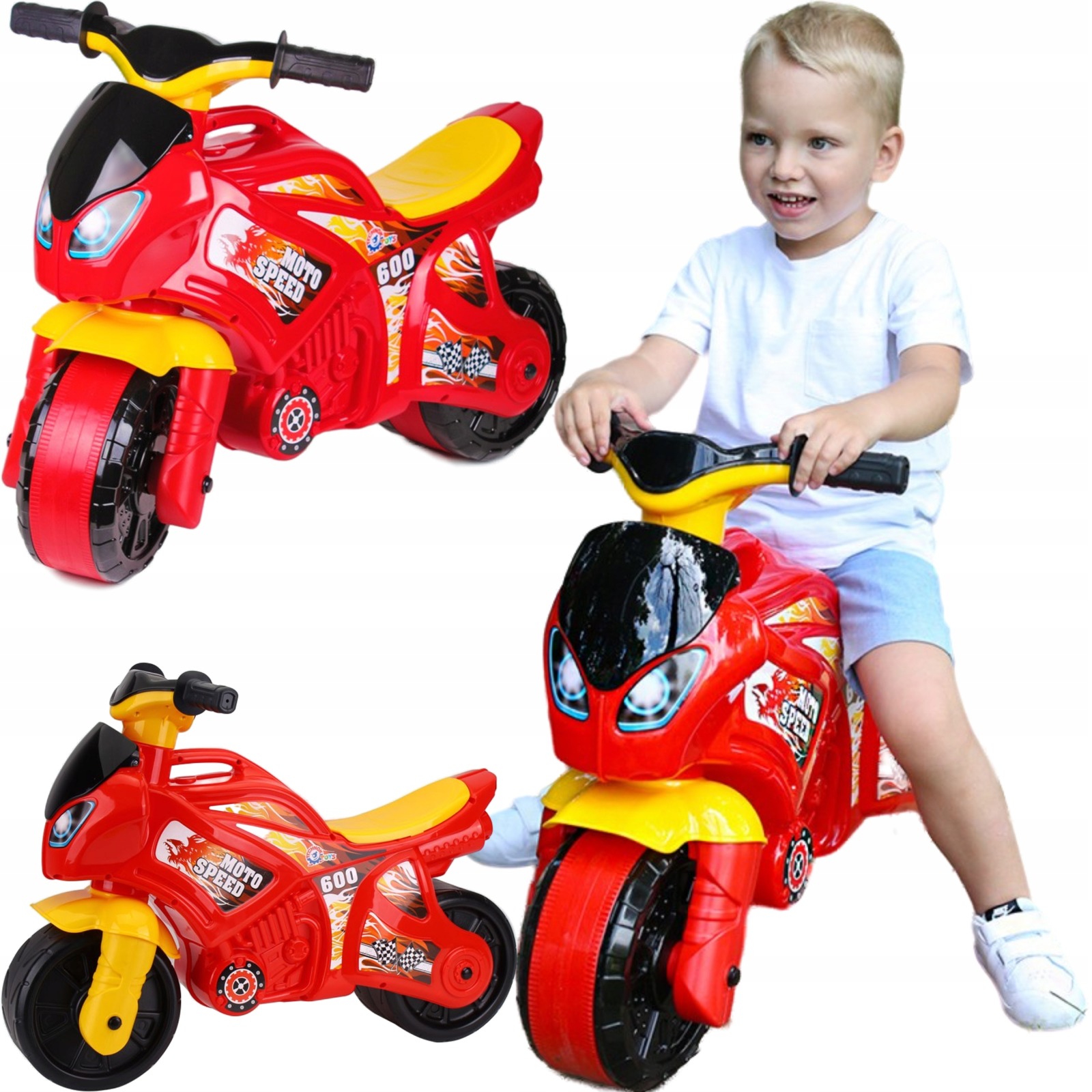 

Duży Motor 70CM Jeździk Odpychacz Rowerek Biegowy
