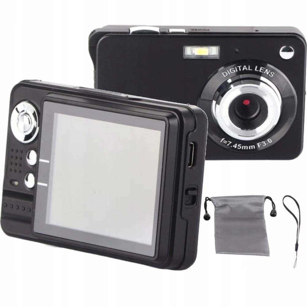 Aparat Cyfrowy Hd 4K 48MP 8X Zoom Z Błysk I 2,4" Ekran LCD Stabilizacją