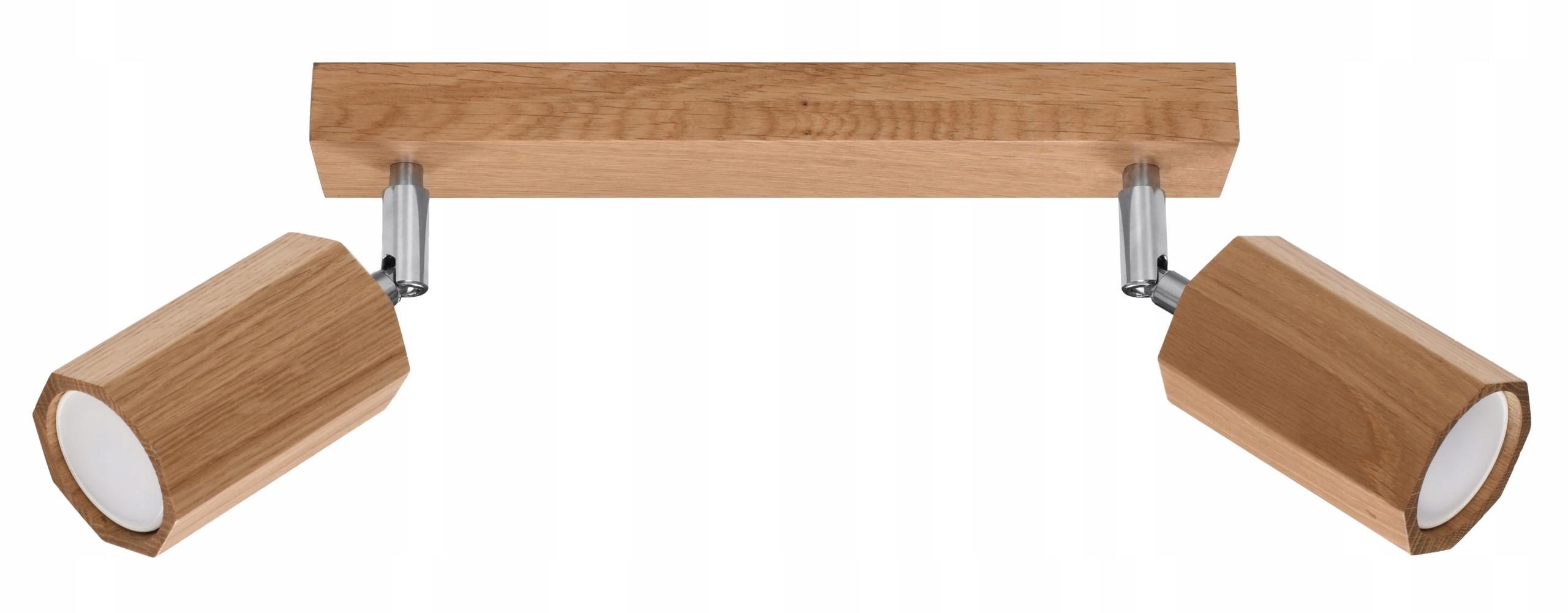 Geometrická dvojitá nástenná lampa Zeke dubové drevo; do obývačky, do spálne