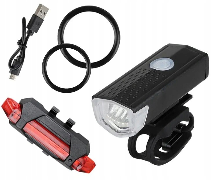 L1 LAMPKA ROWEROWA LED PRZÓD TYŁ ZESTAW ROWERU USB Marka bez marki