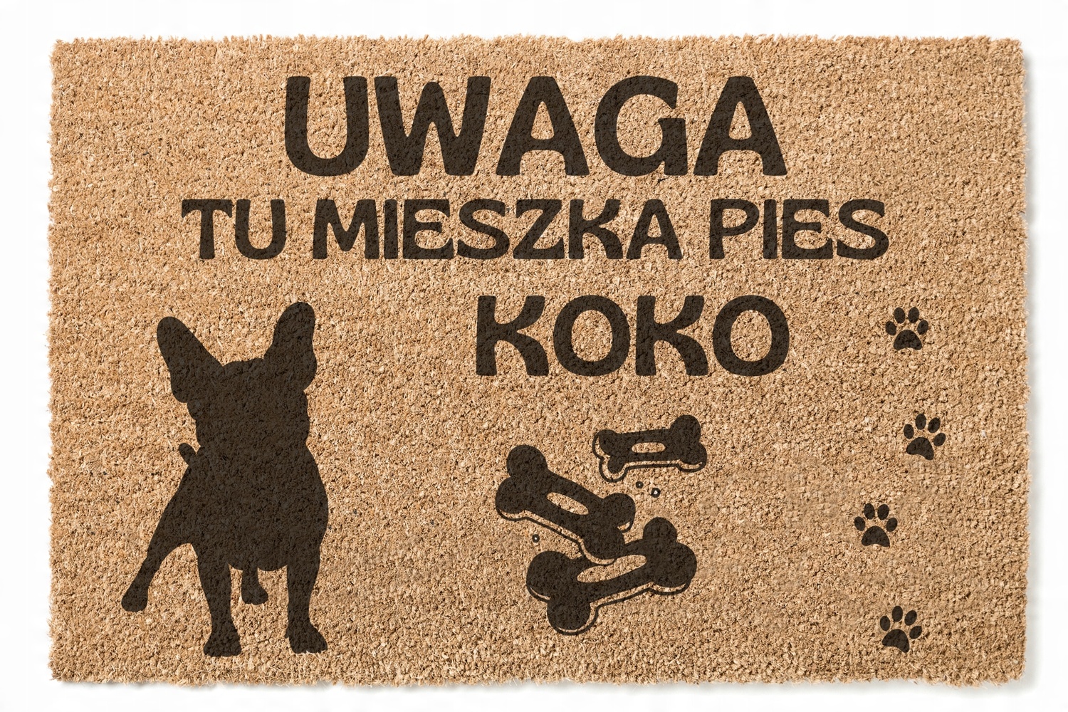 

wycieraczka buldog francuski Tu Mieszka Pies imię