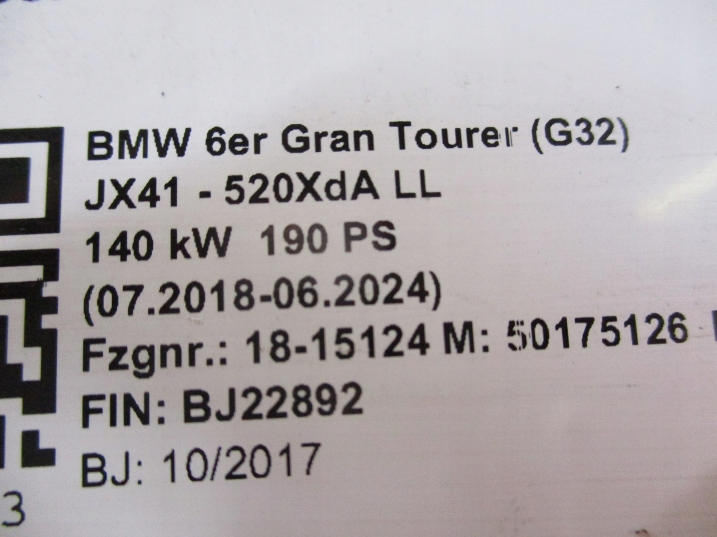 STOSSSTANGE HECK HINTEN BMW 6 G32 GRAN TOURER 4X PDC