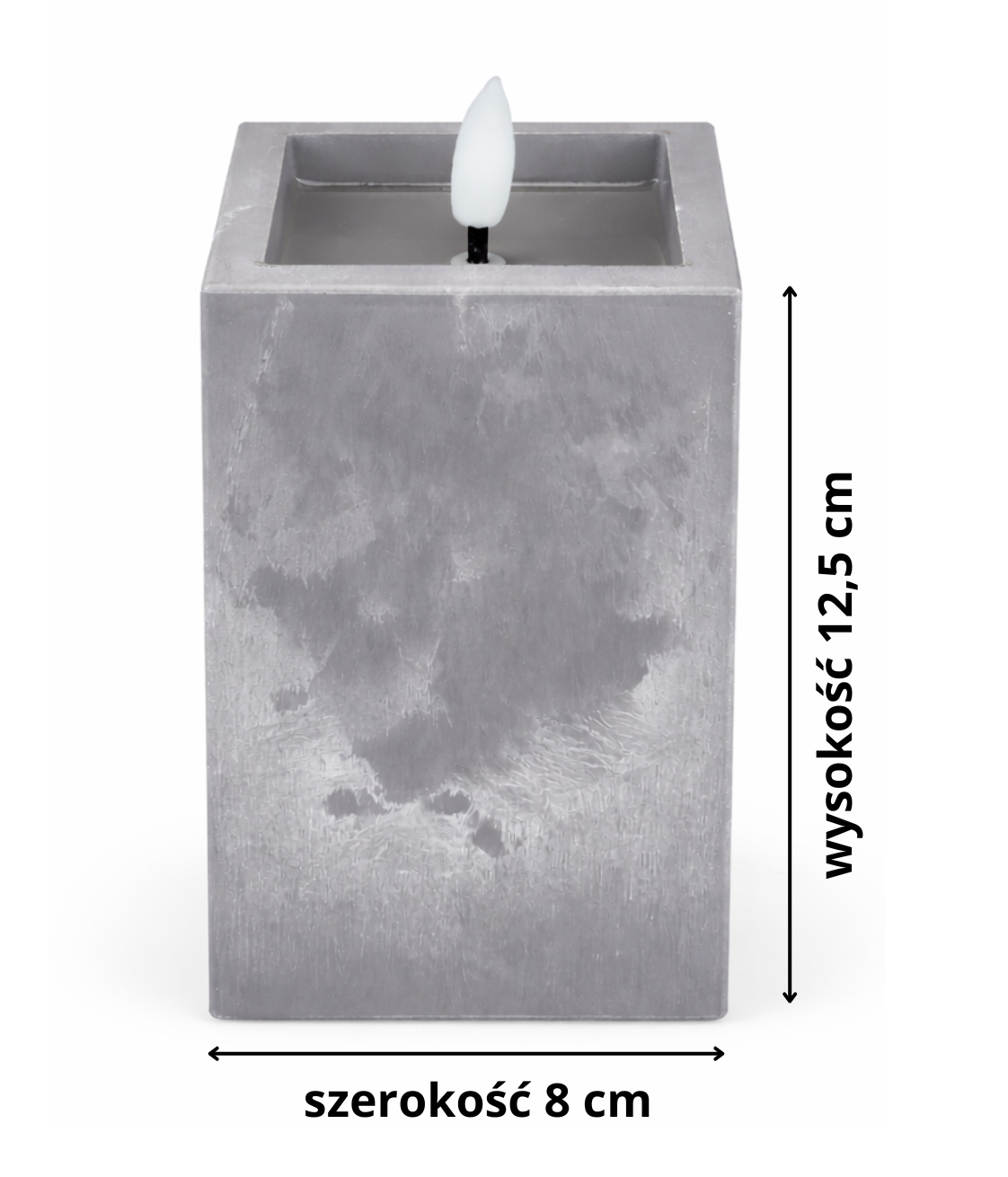 Świeca LED marmurowa szara – dekoracyjna lampka LED 8 cm x 12,5 cm