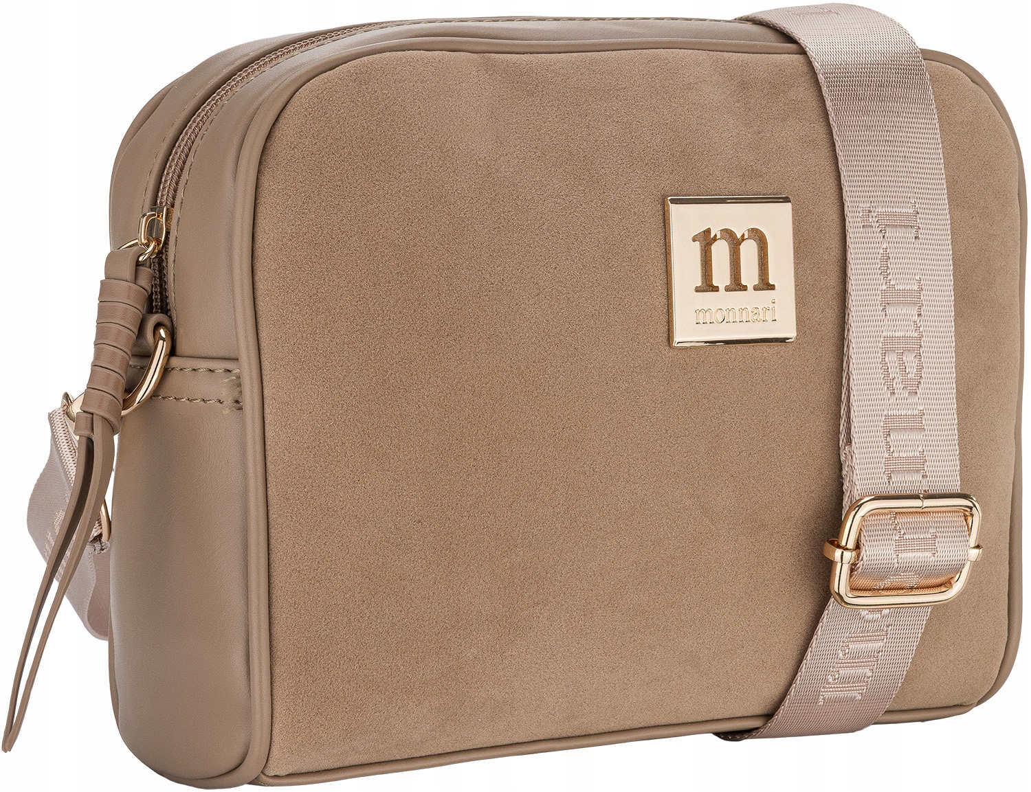 Monnari Torebka Damska Listonoszka Camel Beż Zamsz Regulowany Pasek