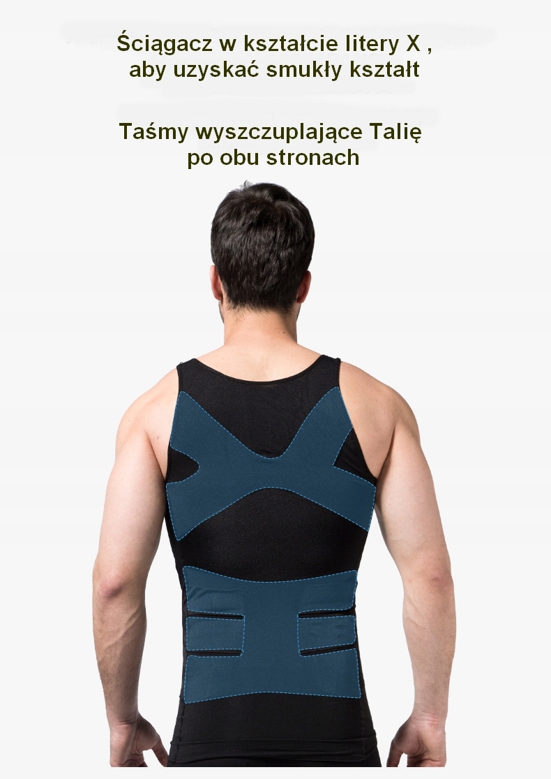 SlimBody koszulka wyszczuplająca męska XL biała Kolor biały