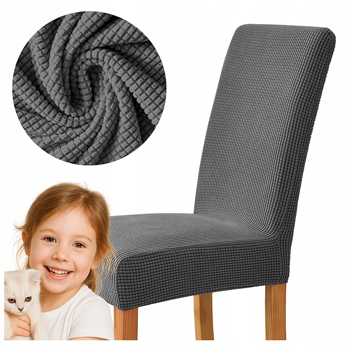 POKROWIEC krzesło SZARY CIEMNY antracyt GRUBY