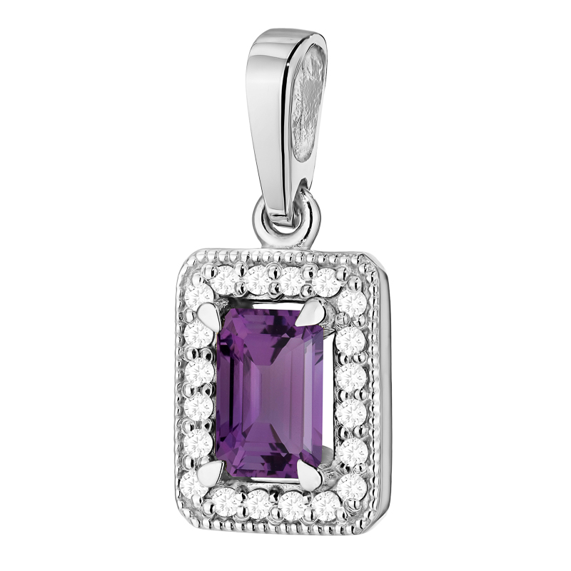 Zlatý Přívěsek Přívěsek pr. 585 s ametystem 0,50 ct a brilianty 14k
