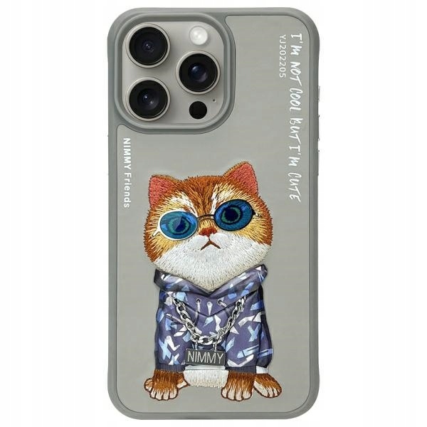 Pouzdro pouzdro pro iPhone 15 Pro Max 6,7" šedé/šedé Brýle Cool Cat