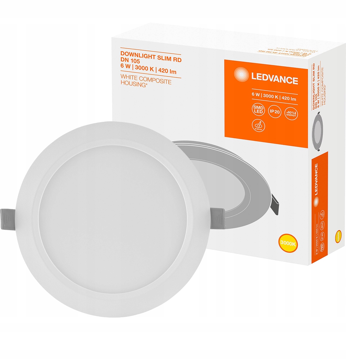 

Panel Led Podtynkowy 6W 3000K Slim DN105 Ledvance