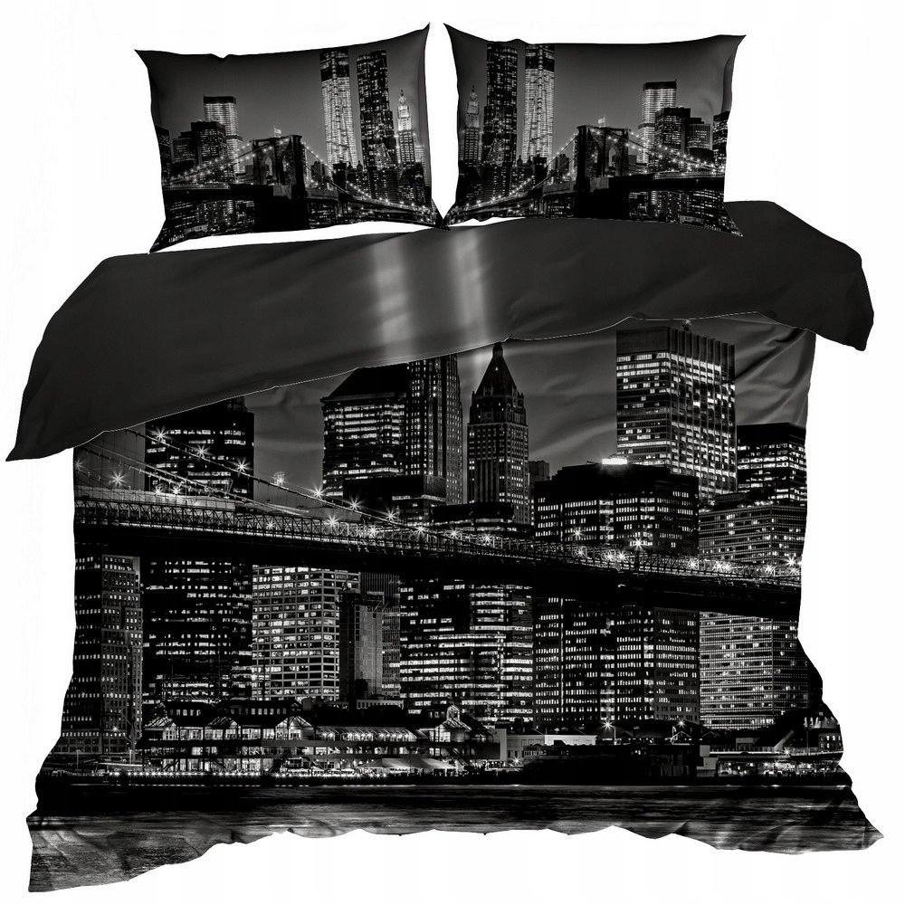 Pościel Bawełna Satyna 160x200 cm 3D Miasto Nocą