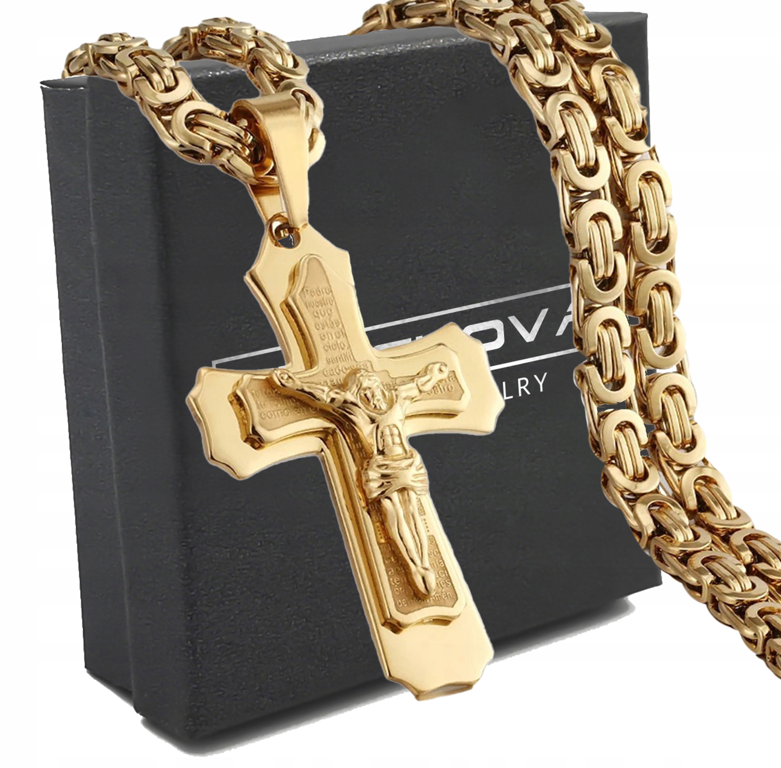Zlatý Náhrdelník Královský Vzor s Křížkem Ježíš Modlitba