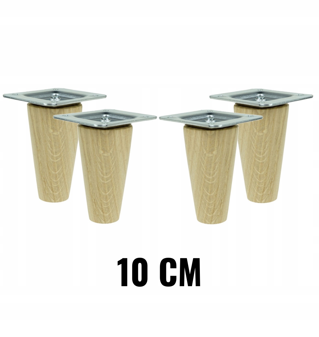

4 x nóżki dębowe stożek 10 cm z blachą montażową