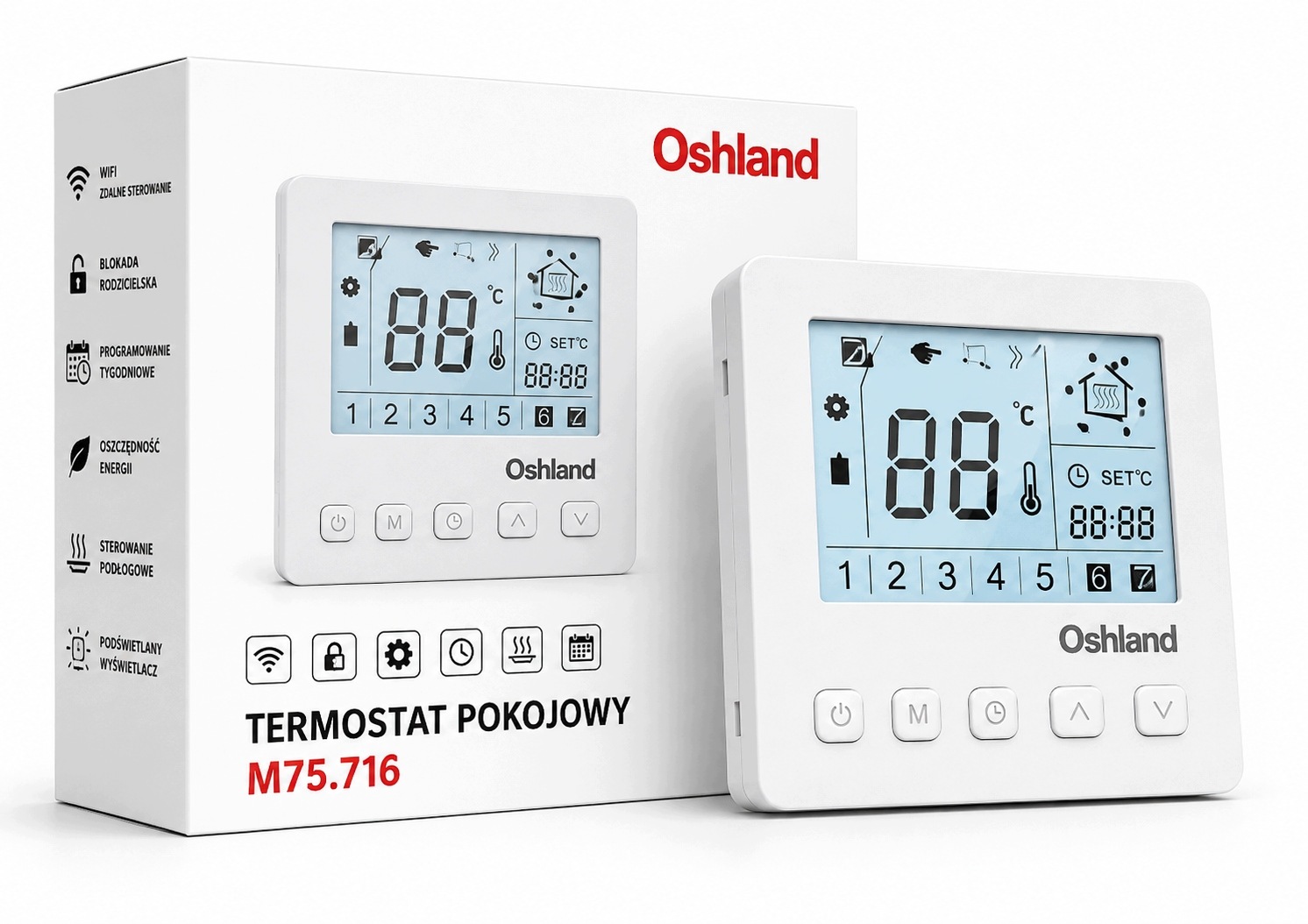 Pokojový Termostat LCD Regulátor Teploty 16A Bílý Podlahové Topení