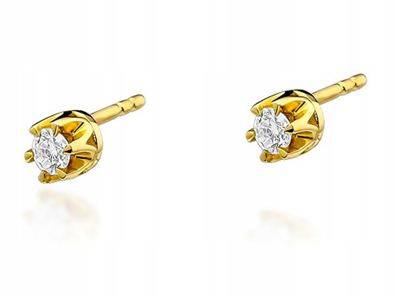Zlaté náušnice 585 Brilianty V Rámu 1,20g, elegantní vzor jako dárek 14k