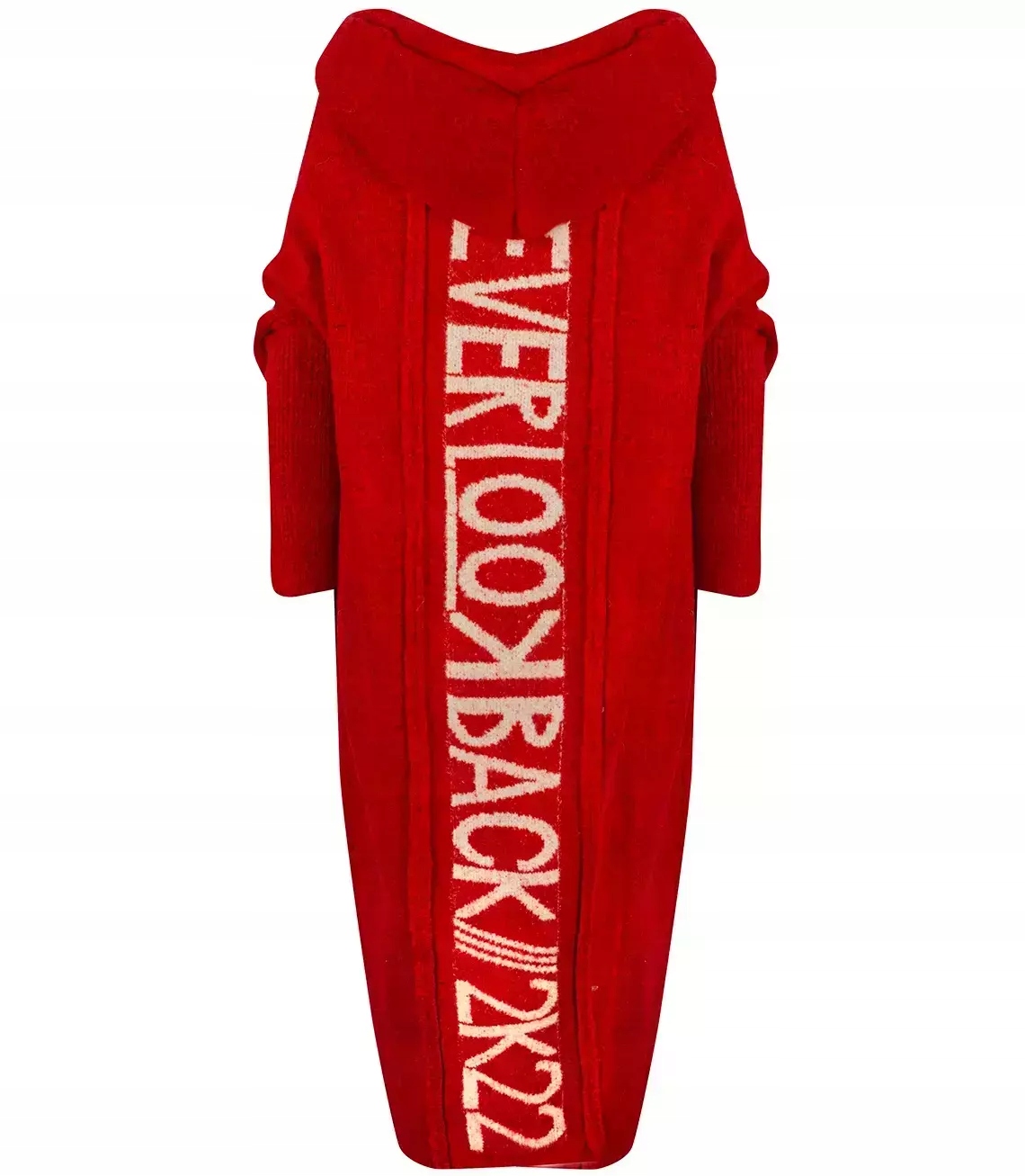 Teplý dámský svetr Kardigan Dlouhý s vlnou Nápis Never Look Back M