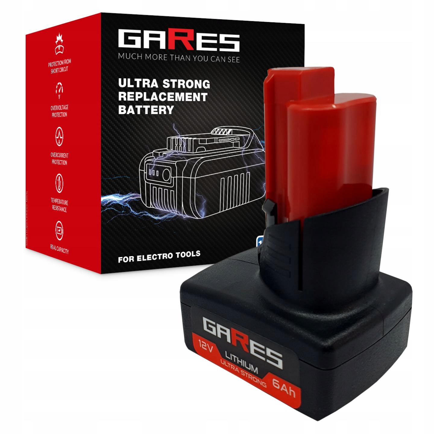 Akumulátor Gares pro Milwaukee M12 4932451395 2457-21 2473-20 12V 6Ah