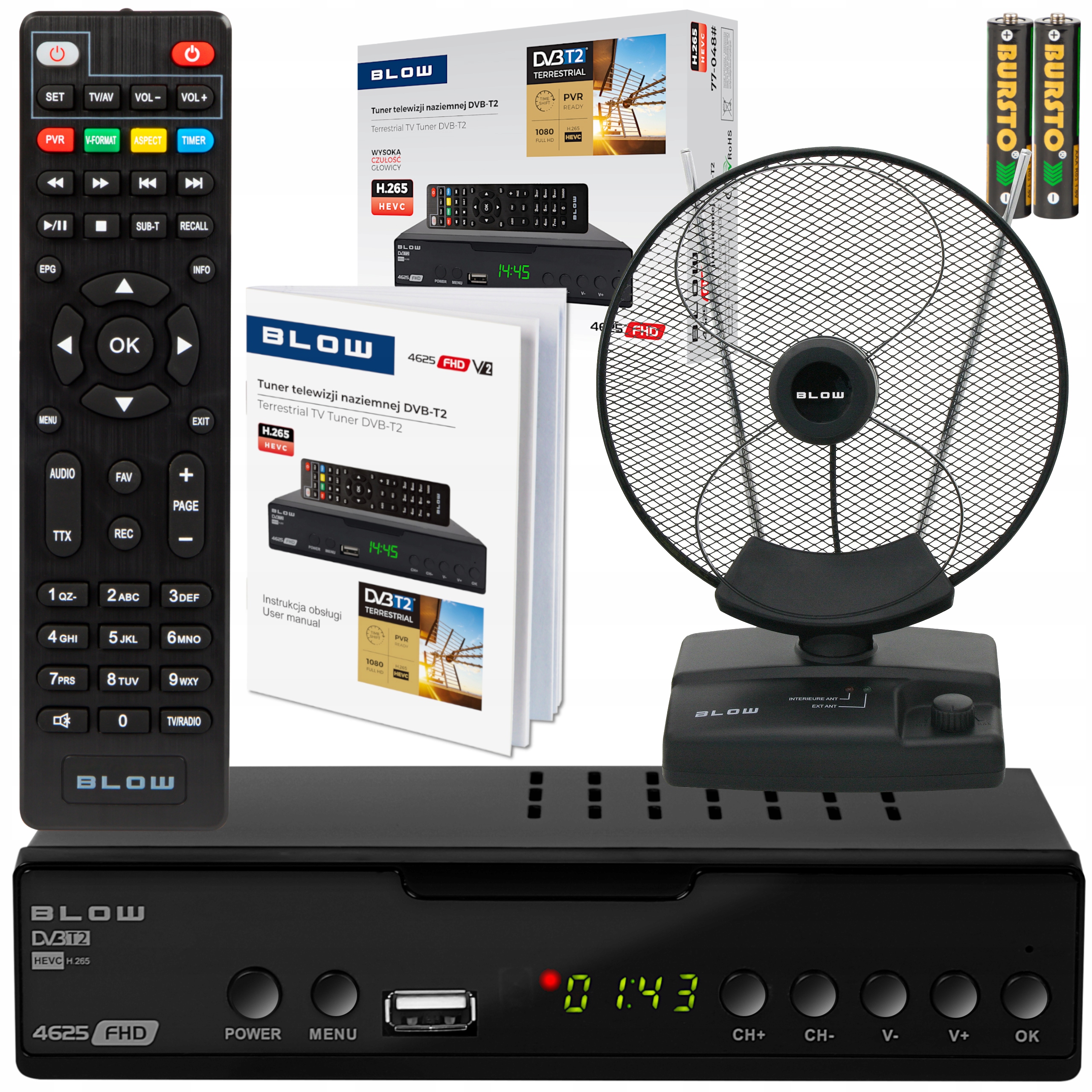 Tuner Dekodér DVB-T2 Tv H.265 Hevc Full Hd Usb Hdmi Anténa DVB-T2 Aktivní