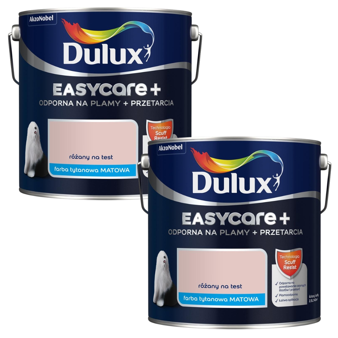 Set Dulux Easycare+ 2x2,5L Latexová Farba Na Stenu Ružová Na Test 5L