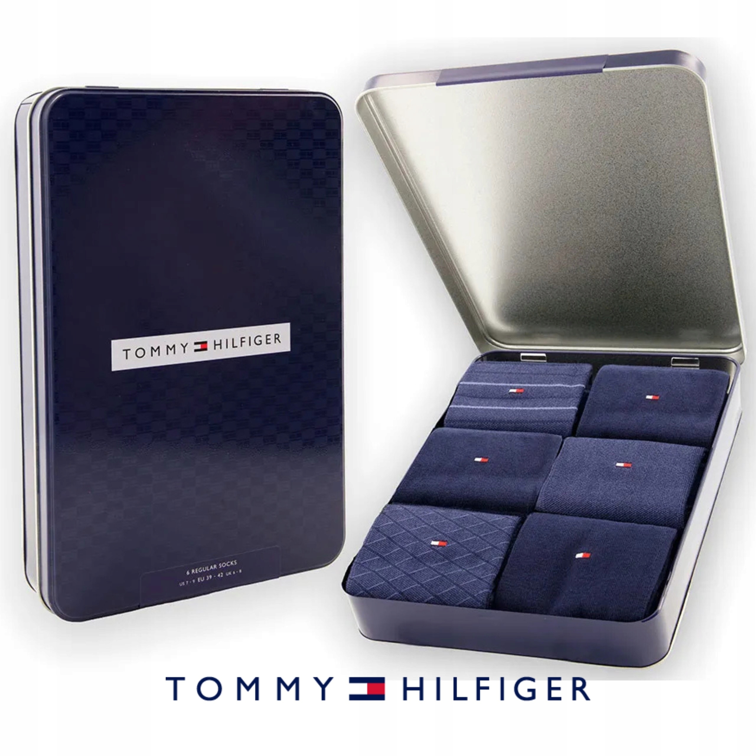 Pánské Ponožky Tommy Hilfiger 6 Párů Dárek krabička, 6 kusů, vel. 39-42, tmavě modrá
