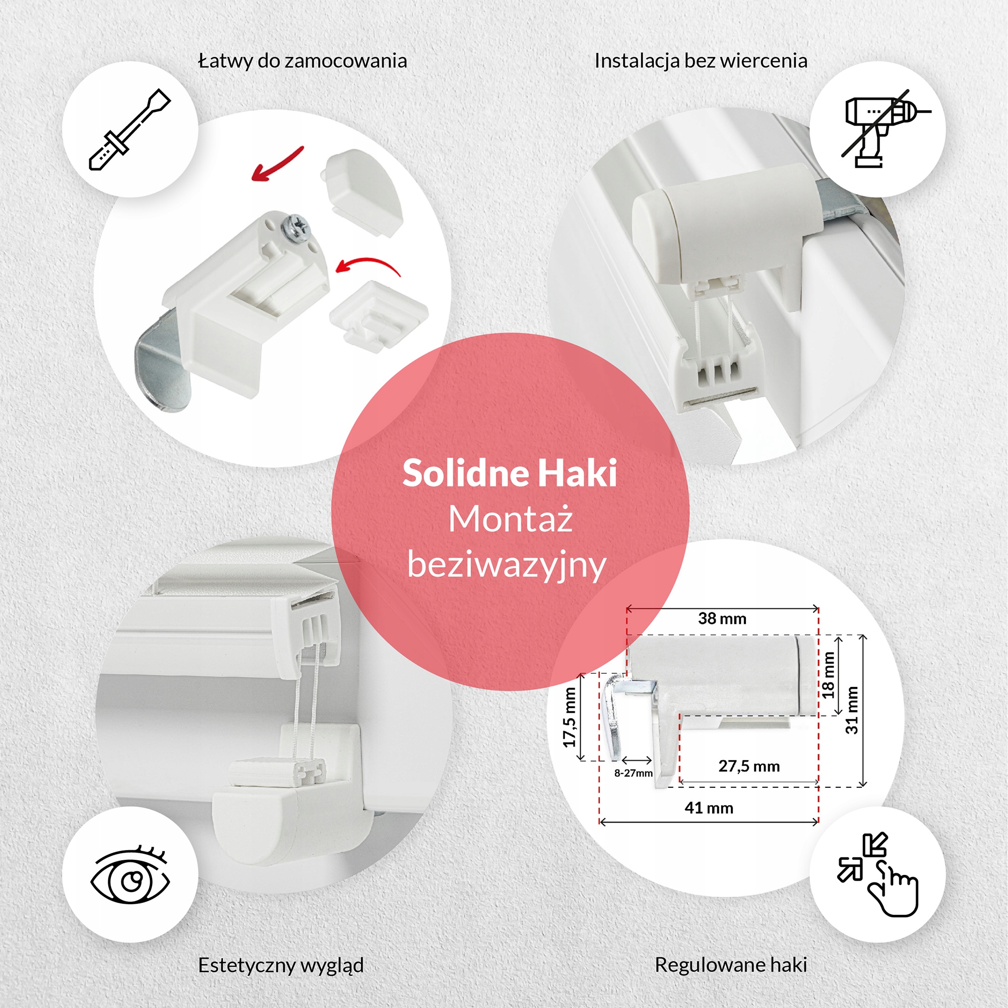 Plisowana Bezinwazyjna Roleta dziecięca 134x230 cm Szerokość produktu 134 cm