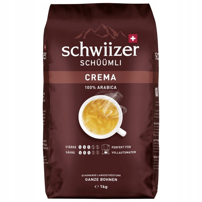 Kawa ziarnista Schwiizer Schüümli Crema 1kg 100% Arabica Średnio Palona