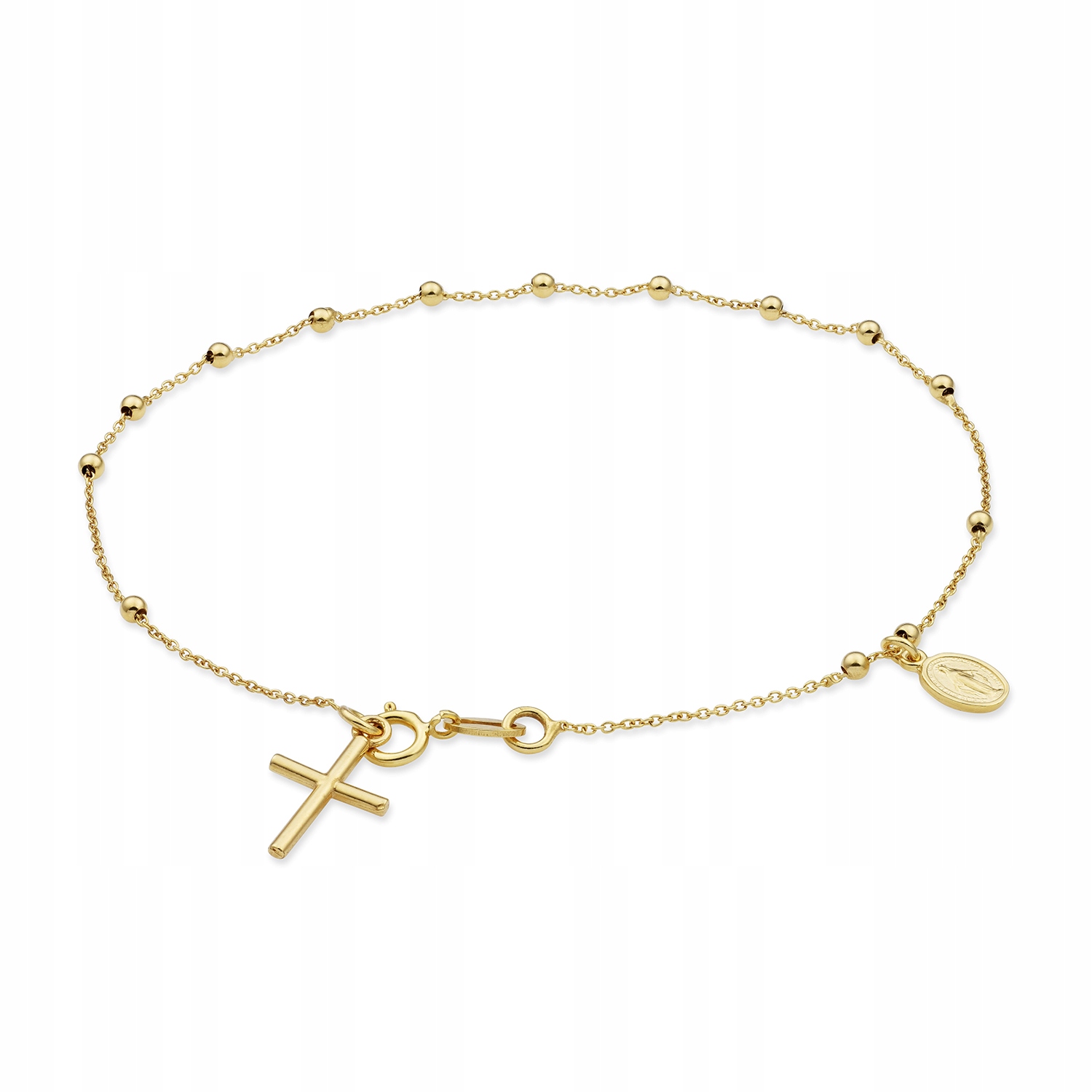 Bransoletka Miore 9KT 375 Żółte Złoto Zawieszka Krzyż Medalik Długość 18 cm