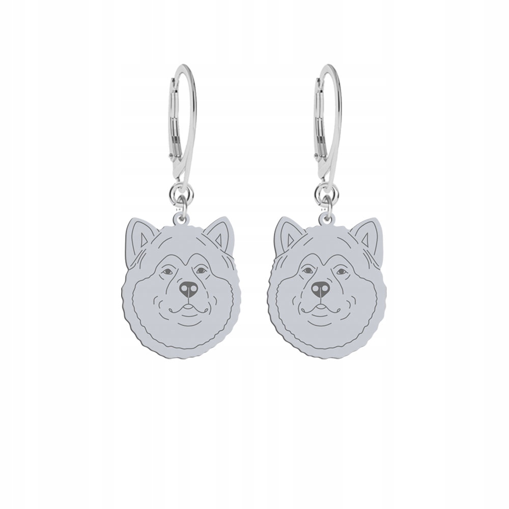Stříbrné Náušnice se psem Alaskan Malamute 925 Šperky Žena Gravírování