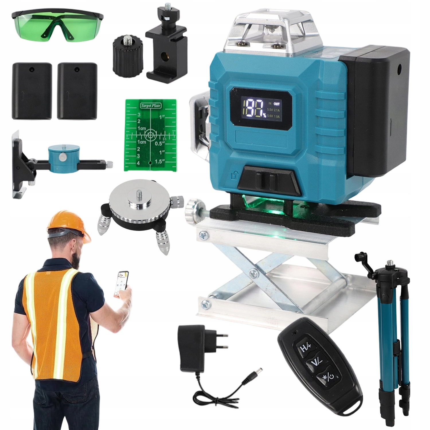 4D Laserová Vodováha 16 Křížových Linií 360 Laserový Stativ 2400MAH