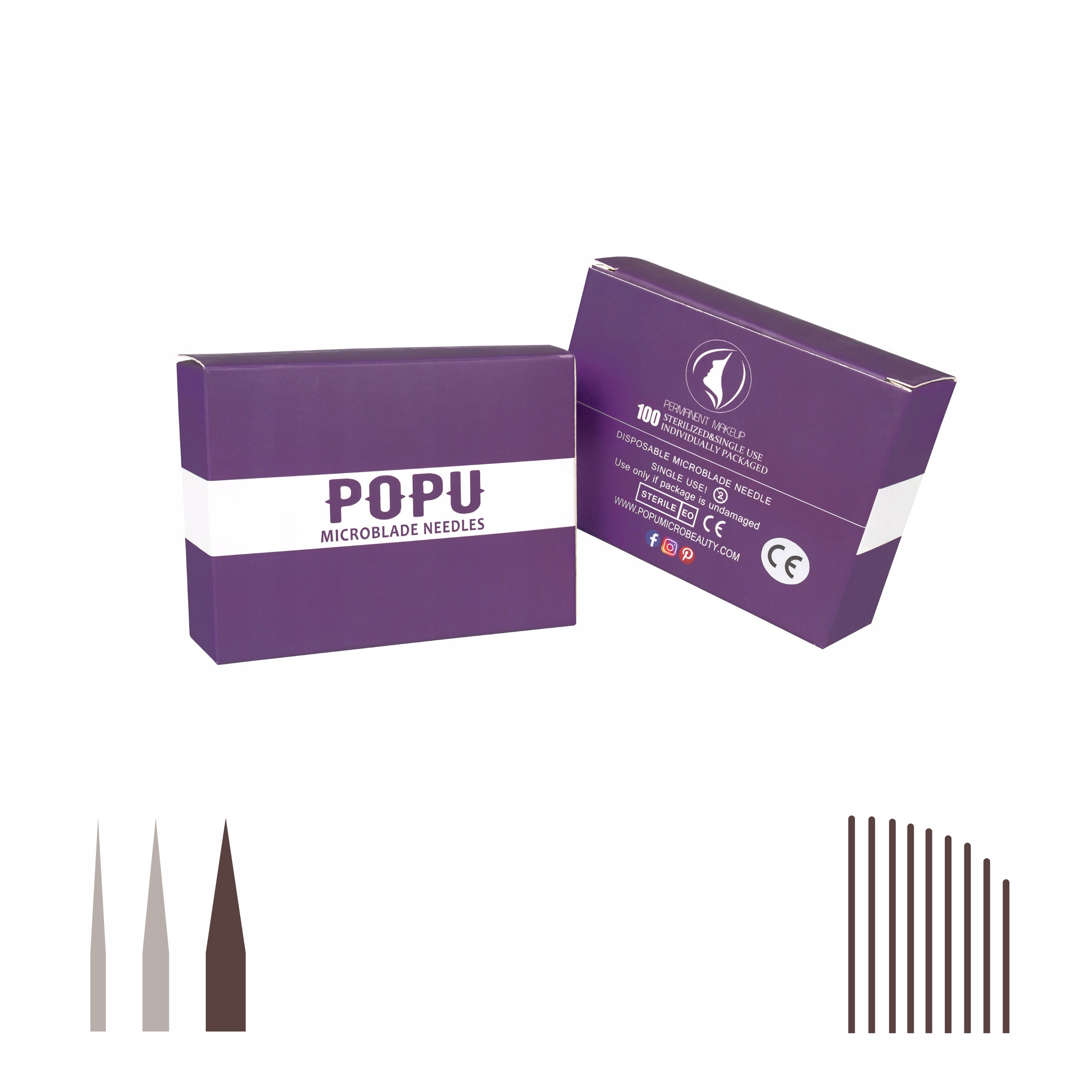 Pírka na microblading Popu nůž jehla pro Pmu 14F 0.25 mm 100 Ks 11/2026