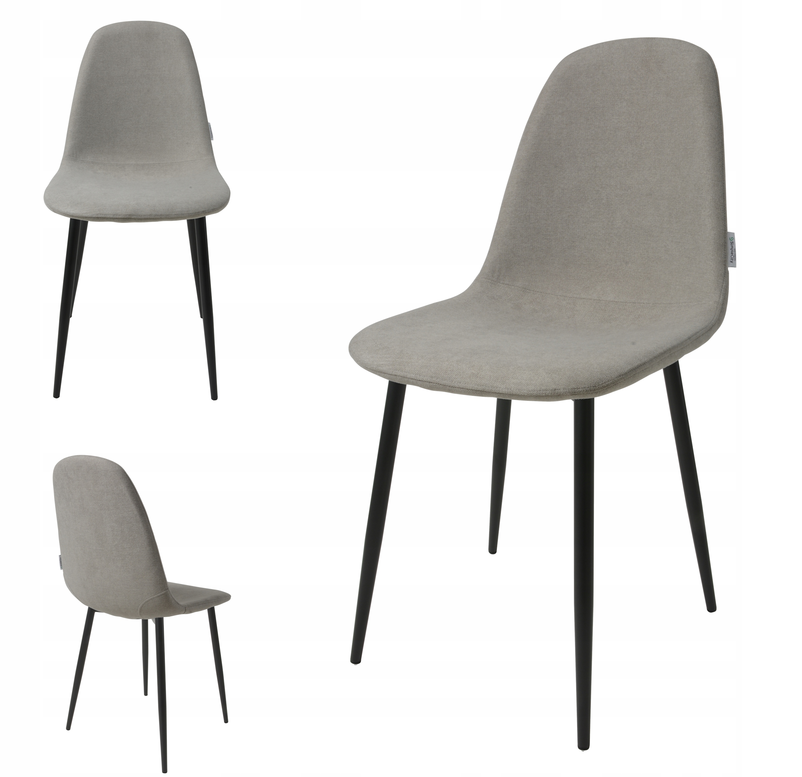 Sada 4 kusů židlí z materiálu DankorDesign Dsw béžové kovové nohy grafit