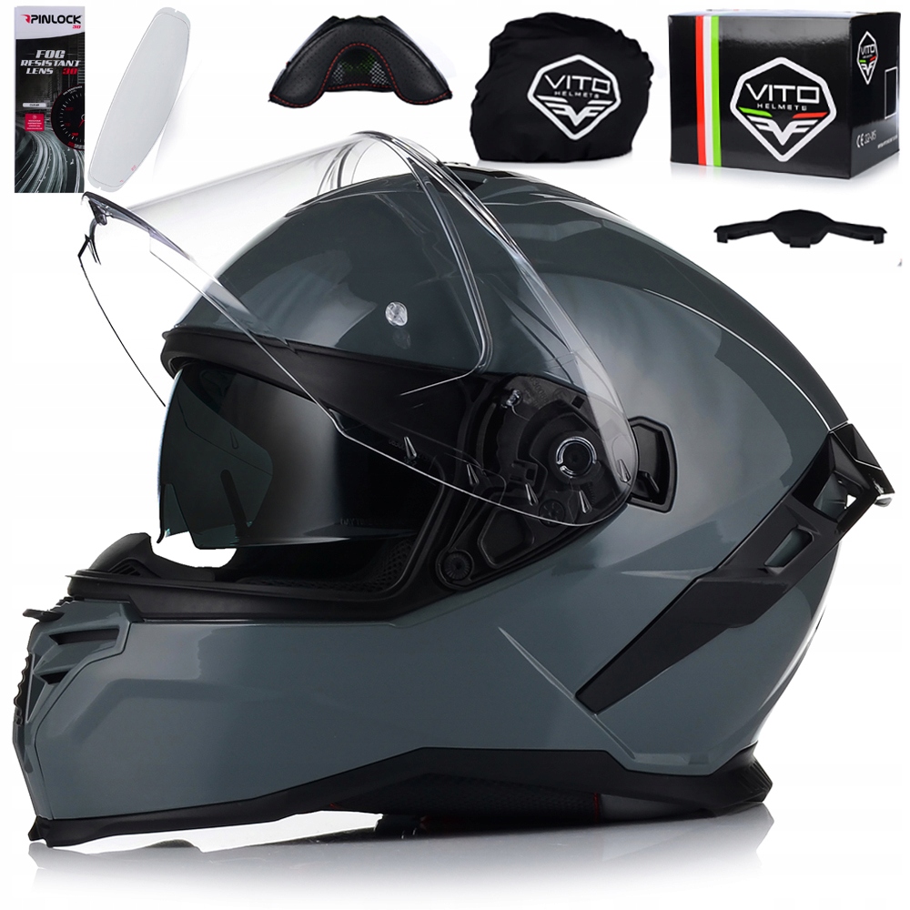 Motocyklová Prilba Vito Presto Šedá Integrálna Nardo Pinlock Clona