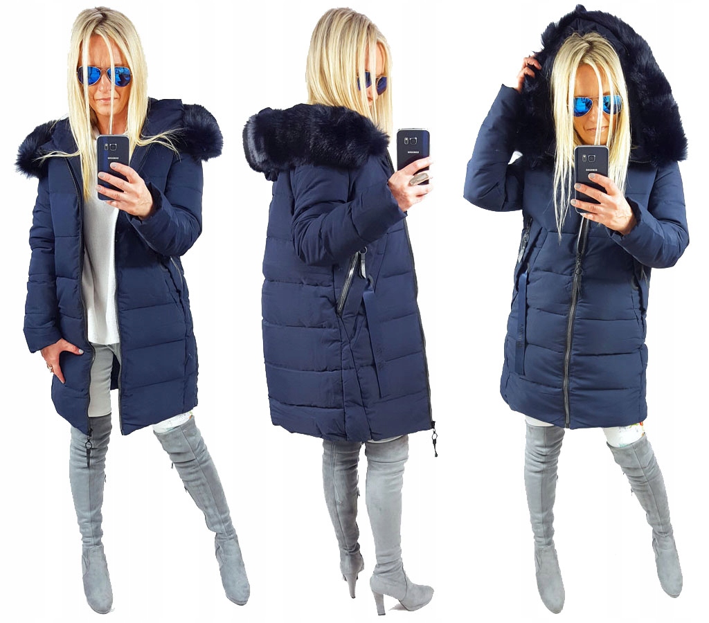 

Kurtka Płaszcz Długa Pikowana Parka Z Futerkiem S