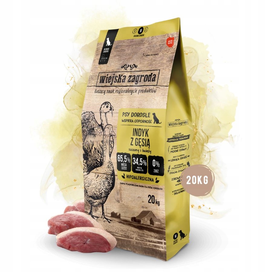 Wiejska Zagroda Karma sucha dla psa Indyk Gęś Warzywa Średnie rasy M 20kg