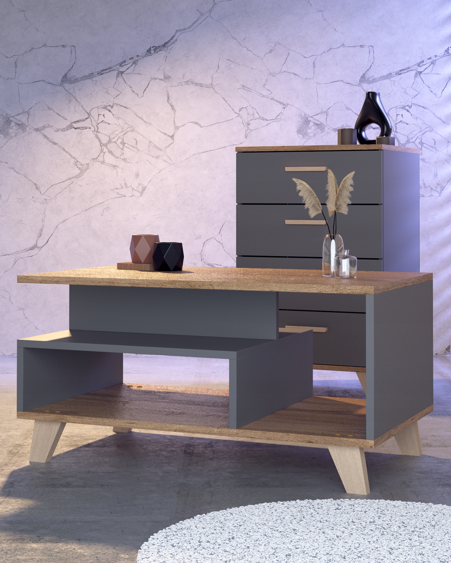 STOLIK KAWOWY 90cm SCANDI GRAFIT DĄB WOTAN ŁAWA POKÓJ SALON SKANDYNAWSKI Kod producenta STYL SKANDYNAWSKI