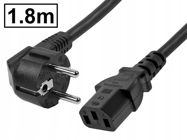 

Kabel zasilający 230V SCHUKO-C13 Cu 3x0.75mm² 1.8m