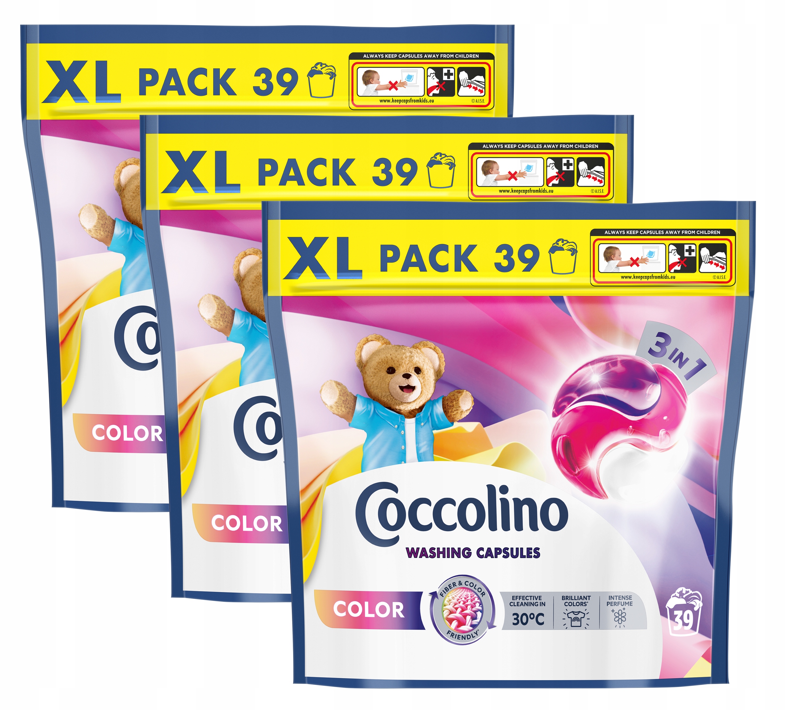 Coccolino XL Kapsułki 3w1 do prania kolorowych tkanin 3x39 prań